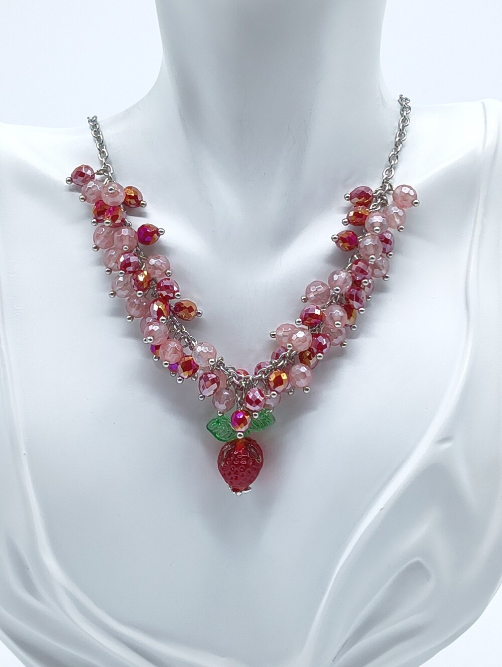 Strawberry Soiree Cluster Pendant Necklace